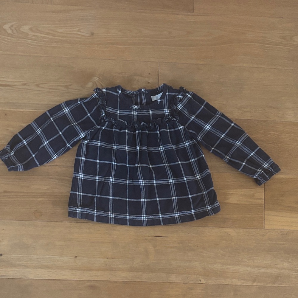 Plaid Long Sleeve Kids Blouse